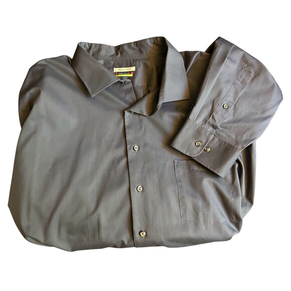 Van Heusen Mens Size 20 34/35 Dark Gray Long Sleeve Dress Shirt Flex Collar Big - Picture 5 of 5